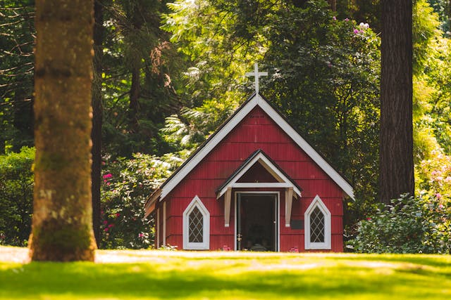 Small church in the woods.
